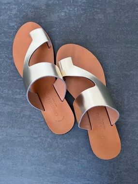 Kenneth Cole Metallic Gold-Tone Slide Sandals